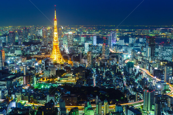 Stock foto: Tokyo · city · night · Nacht · Skyline · dunkel · Architektur
