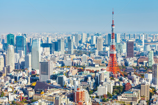 Tokyo Japonia afaceri cer nori albastru Imagine de stoc © leungchopan
