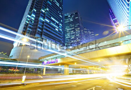 Moderno noite da cidade negócio luz ponte azul Foto stock © leungchopan