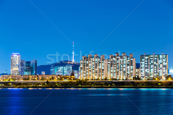 Seul noite negócio água cidade paisagem Foto stock © leungchopan