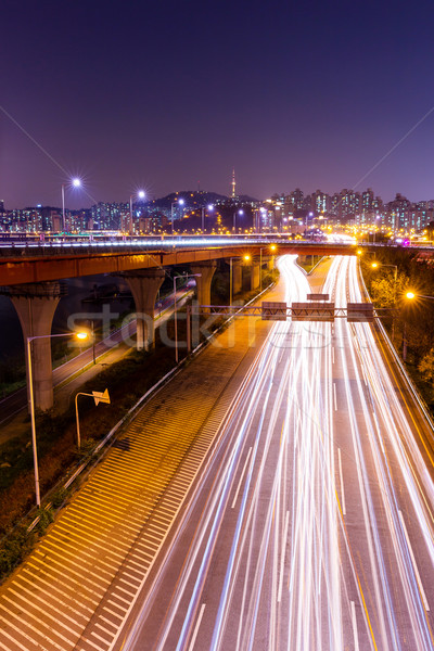 Cityscape Seoul notte strada costruzione panorama Foto d'archivio © leungchopan