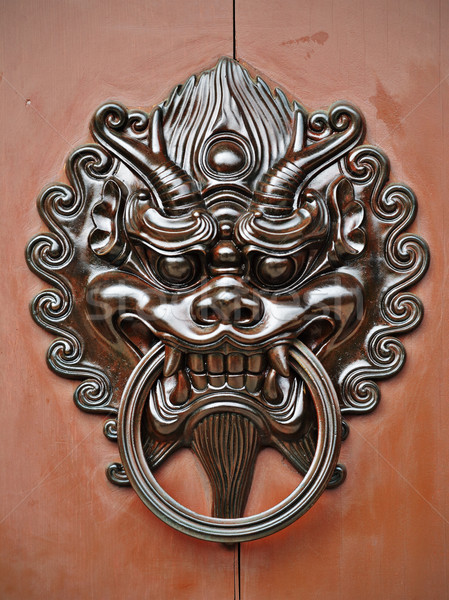 Leone porta design metal architettura Foto d'archivio © leungchopan