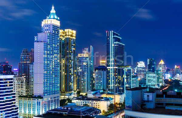 曼谷 天際線 夜 建設 城市 企業 商業照片 © leungchopan