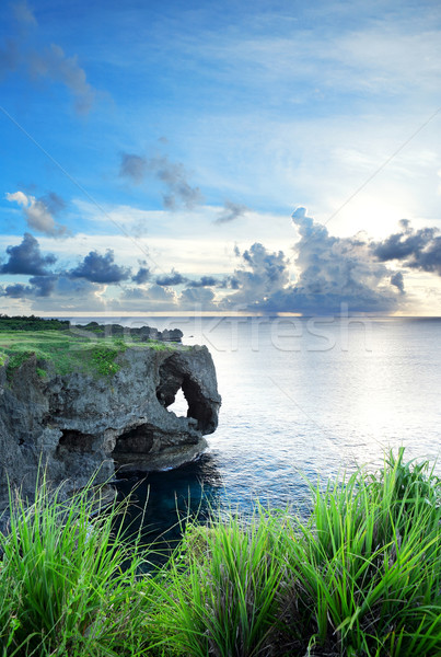 ストックフォト: 海 · 日没 · 日本 · 空 · 水 · 背景