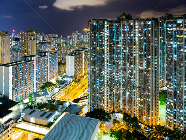Hongkong mieszkaniowy dzielnica krajobraz świetle miejskich Zdjęcia stock © leungchopan