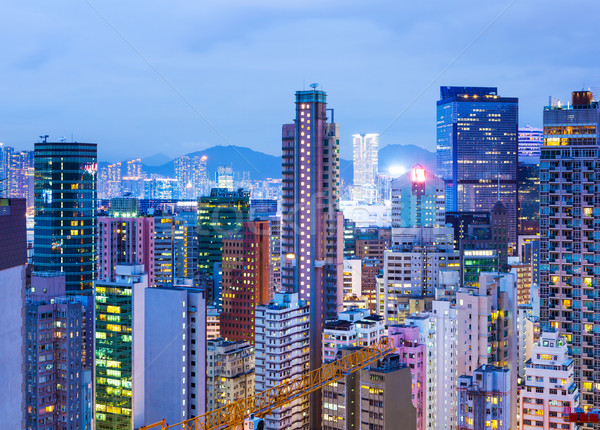 Hong Kong City Night hemel kantoor gebouw landschap Stockfoto © leungchopan