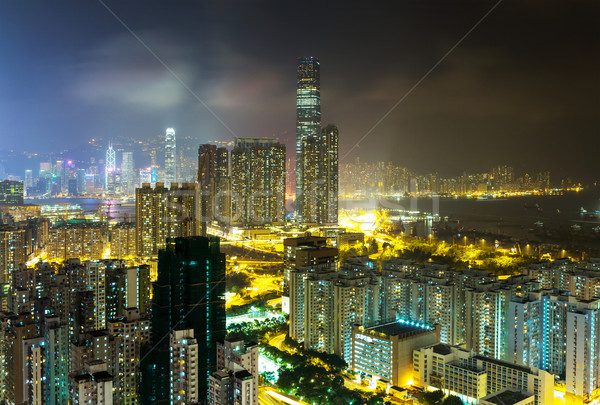 Urban city in Hong Kong at night Stock photo © leungchopan