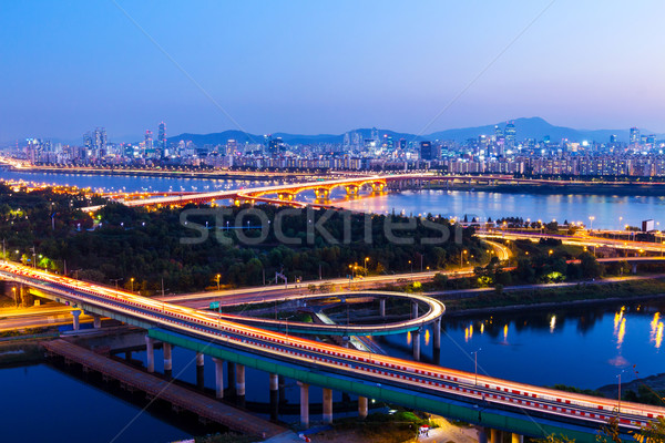 Seoul Night City cielo acqua città ponte Foto d'archivio © leungchopan