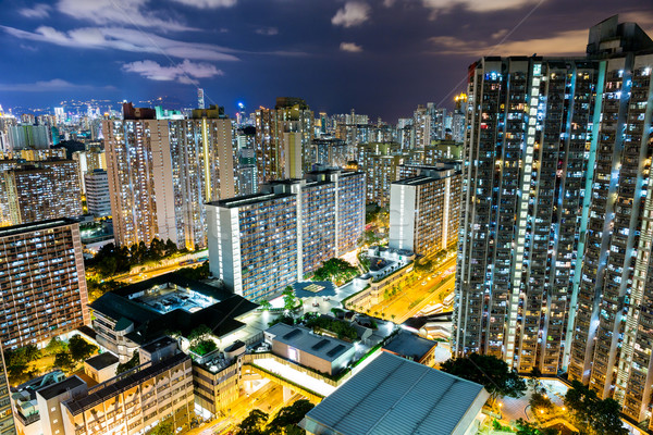 Ciudad vida Hong Kong noche paisaje horizonte Foto stock © leungchopan