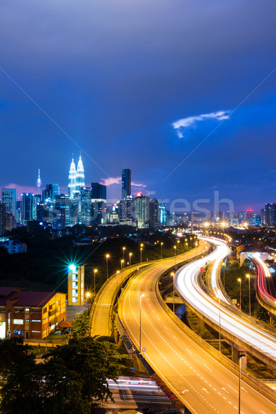 Куала-Лумпур Skyline ночь бизнеса небе служба Сток-фото © leungchopan