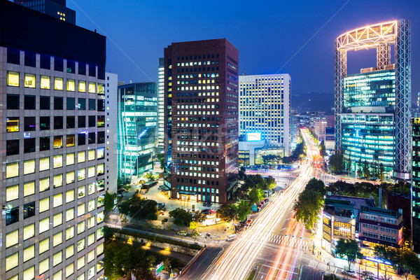 Seoul Night City business strada costruzione città Foto d'archivio © leungchopan