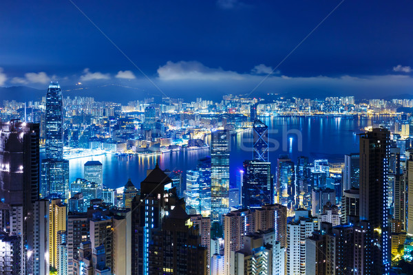 Hong Kong stadsgezicht nacht business gebouw skyline Stockfoto © leungchopan