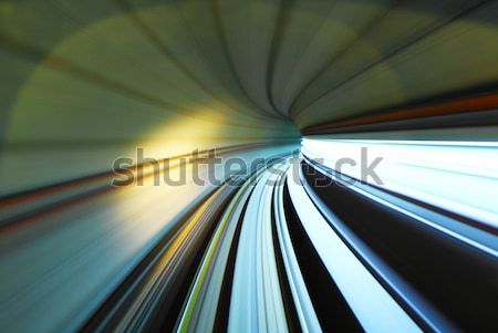 Vonat mozog alagút fény zöld kék Stock fotó © leungchopan