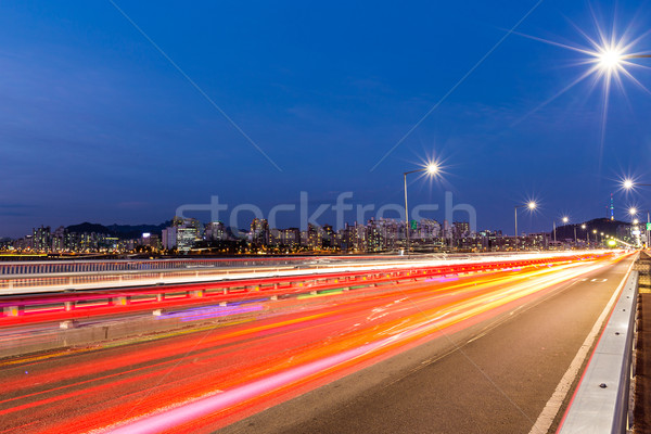 Elfoglalt forgalom éjszakai város út város fény Stock fotó © leungchopan