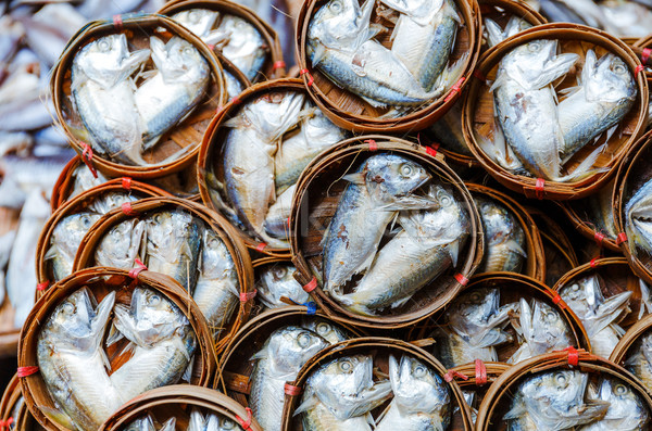 Stock photo: Fish in barrels for sell at market in Bangkok