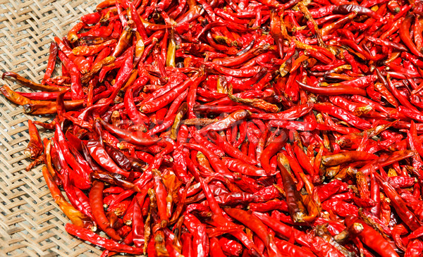 Red Chili peppers on basket Stock photo © leungchopan