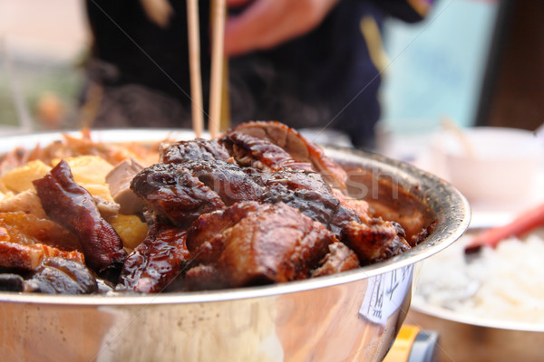 Kínai hagyományos étel tűz háttér konyha Stock fotó © leungchopan