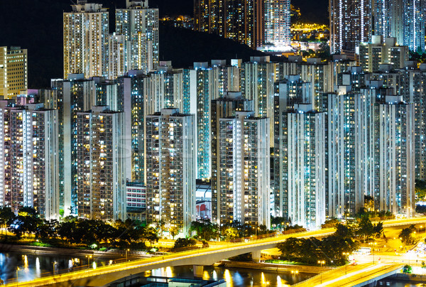 Aglomerat centrul orasului constructii Hong Kong oraş verde Imagine de stoc © leungchopan