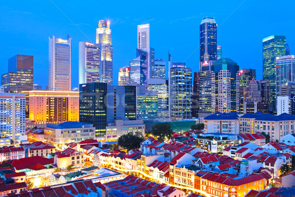 Singapur şehir şehir merkezinde gece iş gökyüzü Stok fotoğraf © leungchopan