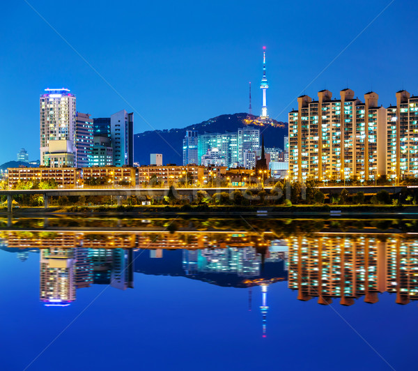Miejskich miasta Seul drogowego górskich most Zdjęcia stock © leungchopan