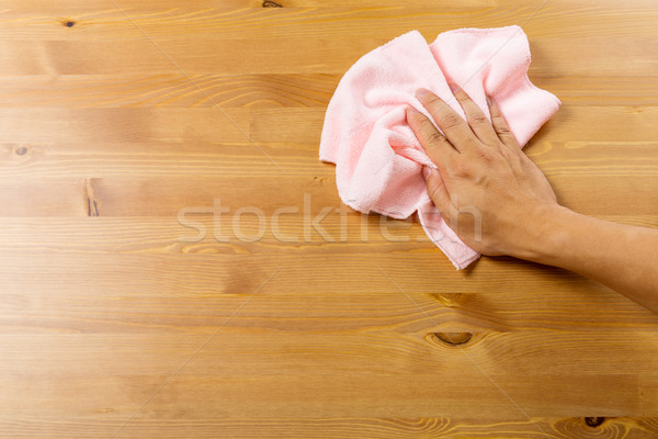 Cleaning table by pink rag Stock photo © leungchopan