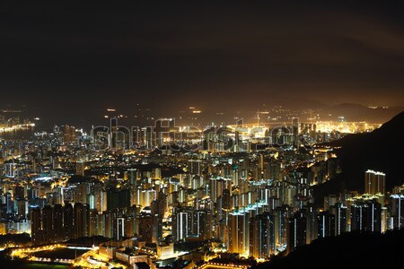 Hongkong zatłoczony budynków noc działalności niebo Zdjęcia stock © leungchopan