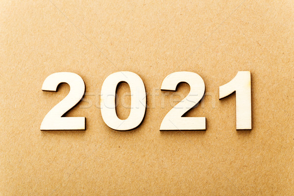 Stock photo: Wooden text for year 2021