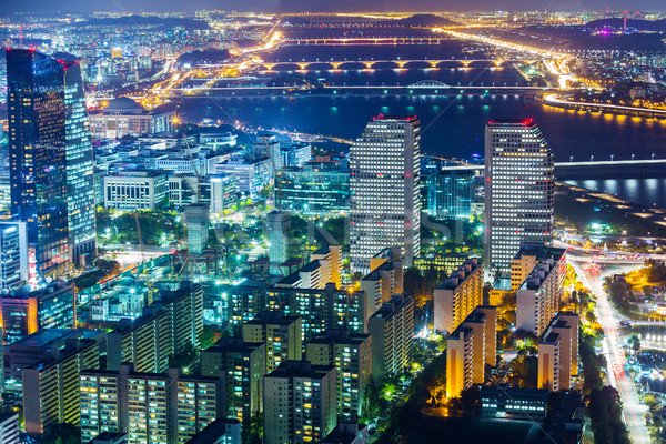 Seoul Night City città sfondo skyline vita Foto d'archivio © leungchopan