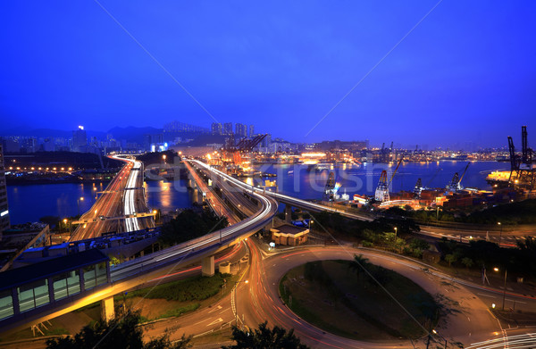 Stockfoto: Hong · Kong · nacht · snelweg · container · geld · auto