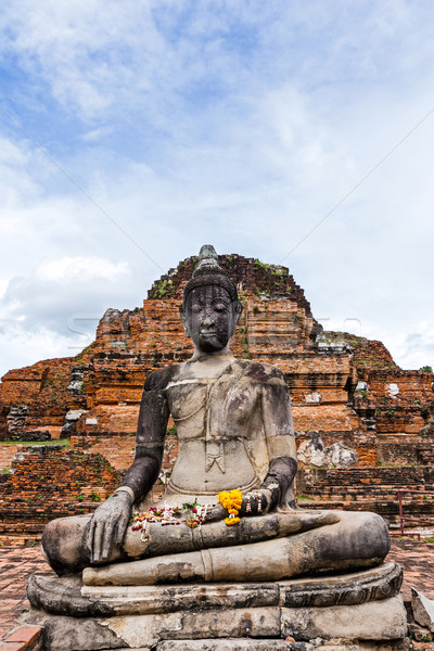 Сток-фото: гигант · Будду · статуя · стены · пейзаж · синий