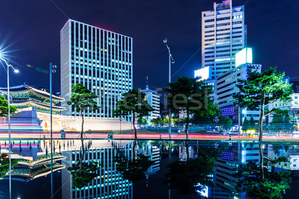 Seoul Night City costruzione città muro notte Foto d'archivio © leungchopan