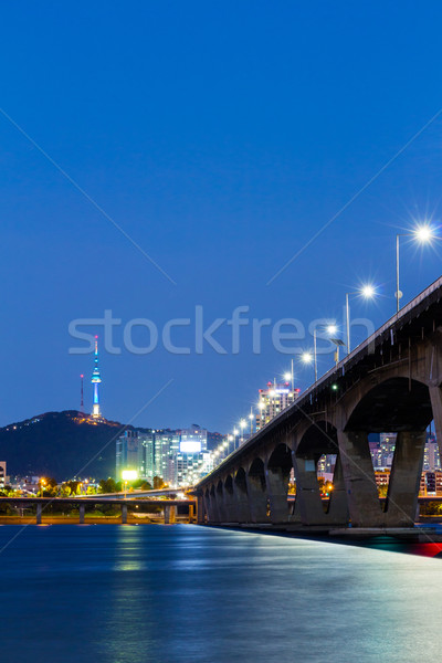 Seoul Night City acqua città mare ponte Foto d'archivio © leungchopan