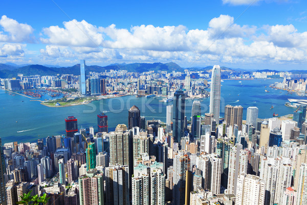 Victoria Harbour, Hong Kong, shot from the Peak Stock photo © leungchopan