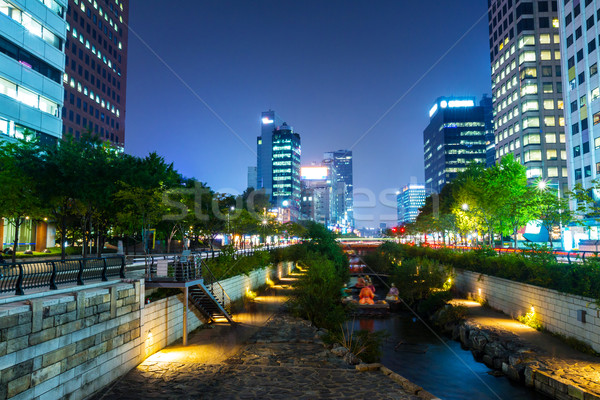 Stream Seoul costruzione città urbana cascata Foto d'archivio © leungchopan