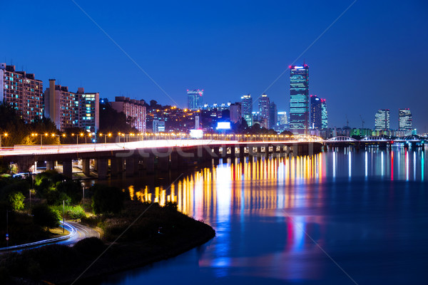 Seul panoramę wody miasta morza most Zdjęcia stock © leungchopan