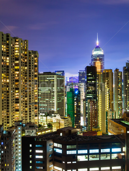 Hong Kong horizonte noche negocios edificio ciudad Foto stock © leungchopan