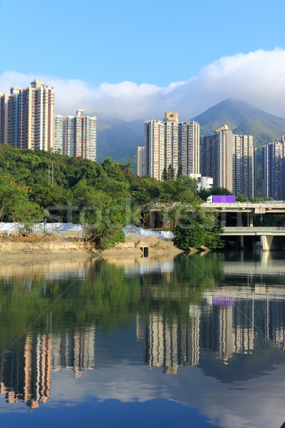 Hong Kong viviendas río cielo hierba edificio Foto stock © leungchopan