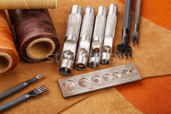 Homemade leather craft tool and accessories Stock photo © leungchopan