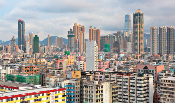 Hong Kong aglomerat clădirilor oraş perete acasă Imagine de stoc © leungchopan