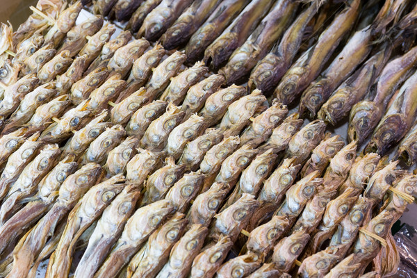 Dry salty fish for sell in Korean market Stock photo © leungchopan