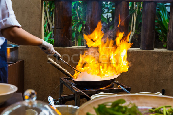 Pot with fire Stock photo © leungchopan
