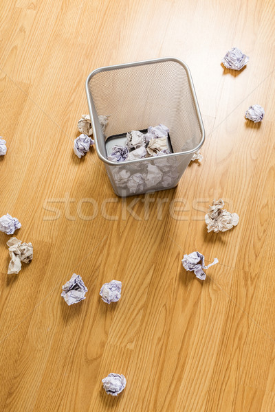 Stock photo: Trash bin and paper ball