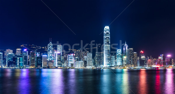 Hong Kong nacht business skyline wolkenkrabber financiële Stockfoto © leungchopan