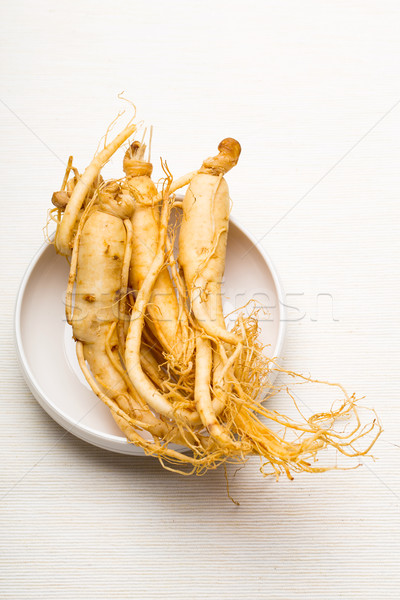 Foto d'archivio: Fresche · ginseng · bianco · ciotola · alimentare · medicina