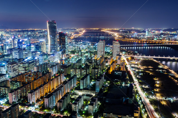 Сеул Skyline ночь бизнеса небе Сток-фото © leungchopan