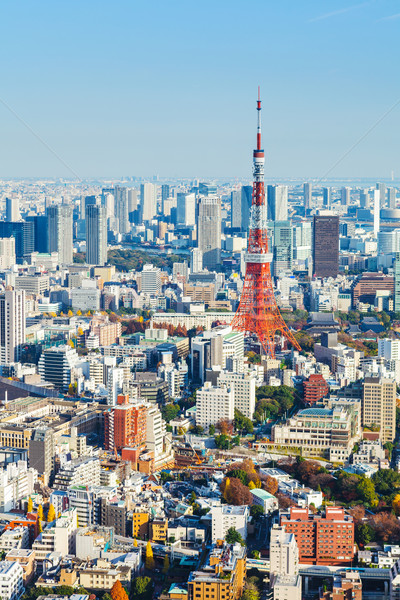 Tokyo orizont constructii albastru urban turn Imagine de stoc © leungchopan