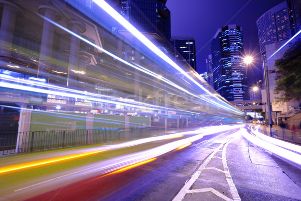 Trafic oraş noapte afaceri lumina stradă pod Imagine de stoc © leungchopan