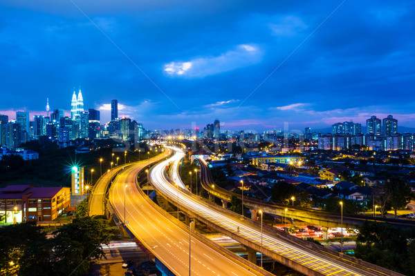 Zdjęcia stock: Kuala · Lumpur · panoramę · noc · niebo · biuro · miasta