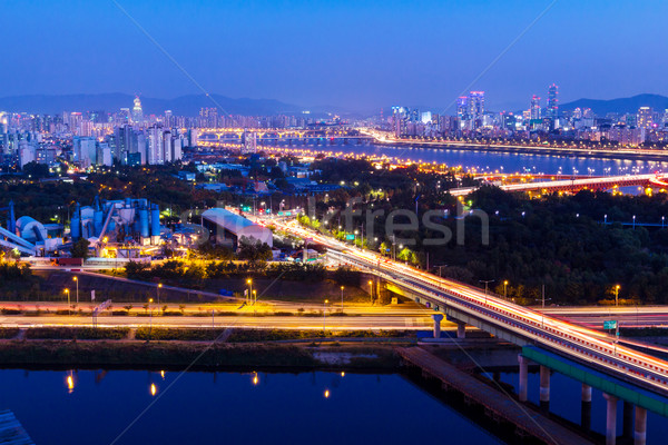 Seoul Night City cielo acqua città ponte Foto d'archivio © leungchopan