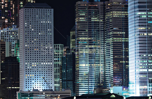 business buildings at night in Hong Kong Stock photo © leungchopan